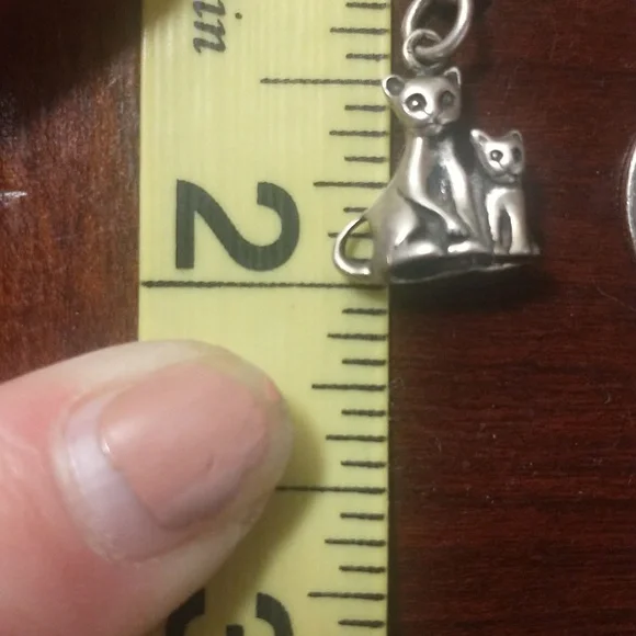 Silver SS925 Kitty Cat & Mama Cat 3-D Charm For Bracelet Or Pendant For Necklace - Picture 2 of 11